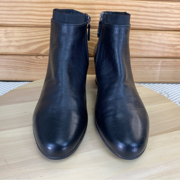 Geox Respira Women's Black Leather Block Heel Ankle Boots Bootie 40 EUR Side Zip - Picture 3 of 11